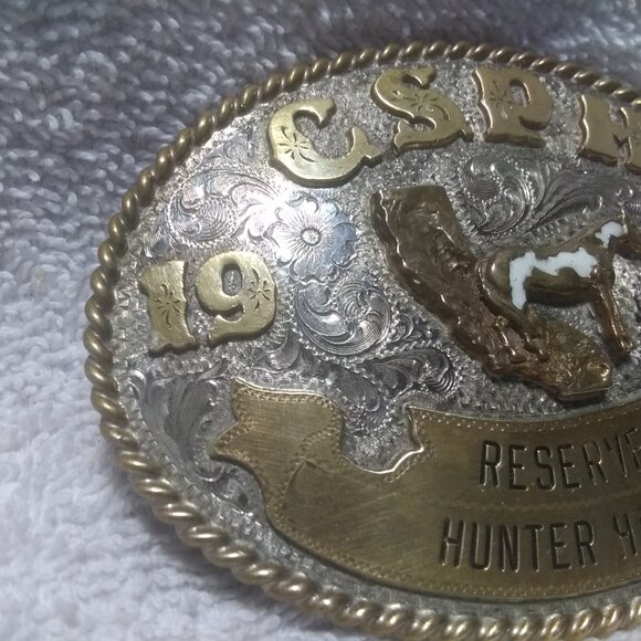 C.S.PH 1981 Reserve Hunter Hack Silverado Silversmiths Silver Overlay Buckle VTG main image 6
